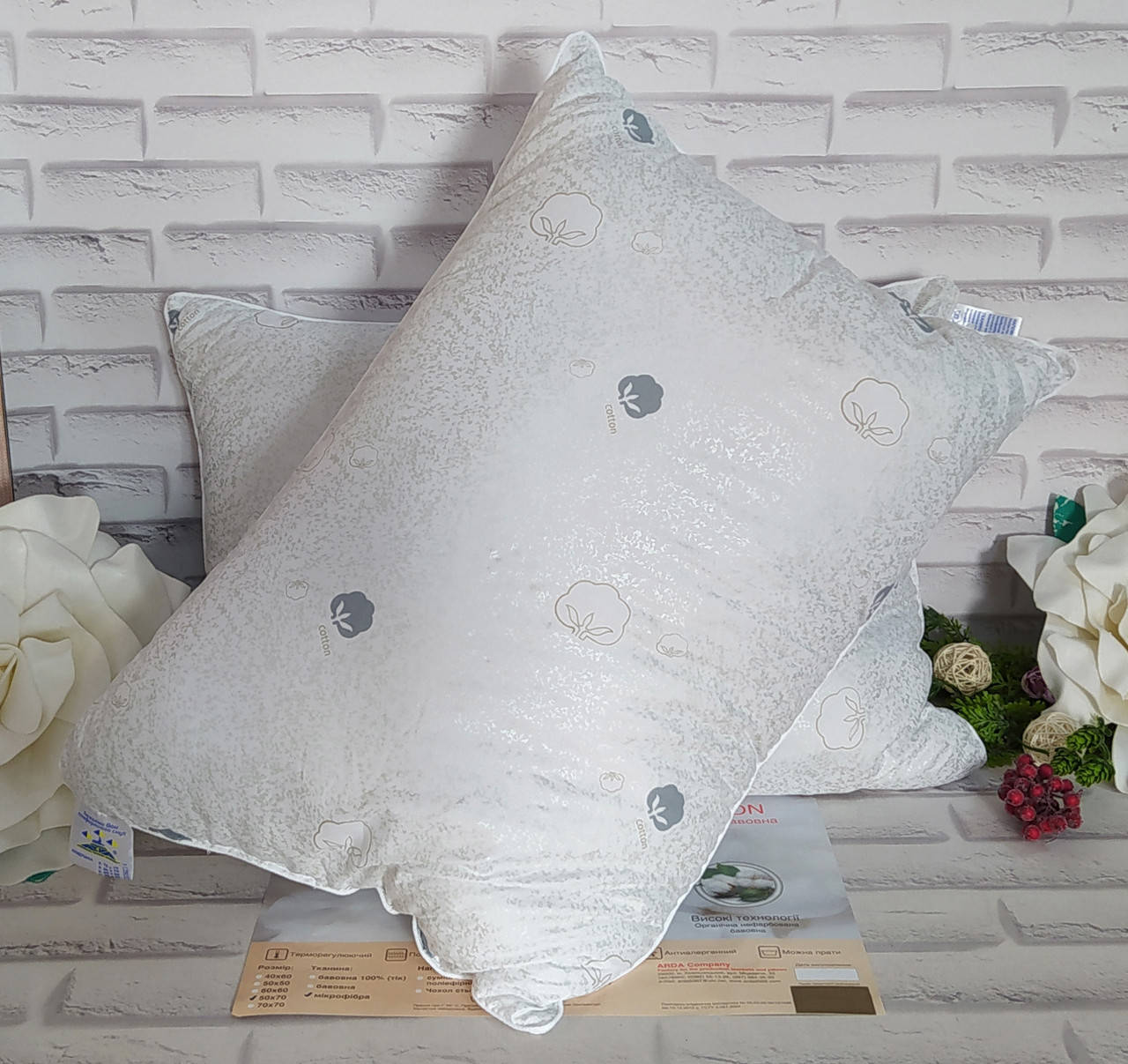 

Подушка для сна размер 50х70 см наполнитель холлофайбер ткань микрофибра антиалергенная Х-551-1, Разные цвета