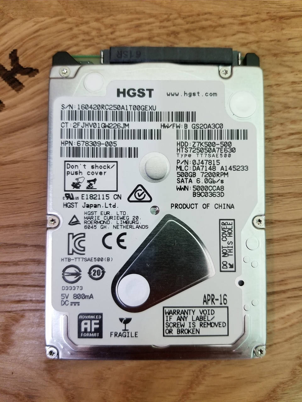 

Жесткий диск для ноутбука Hitachi (HGST) Travelstar Z7K500 500GB 7200rpm 32MB