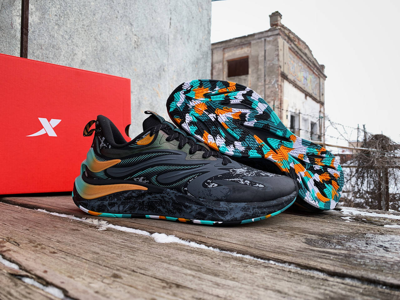 

Мужские оригинальные кроссовки Xtep Running Shoes Black Grey, Черный