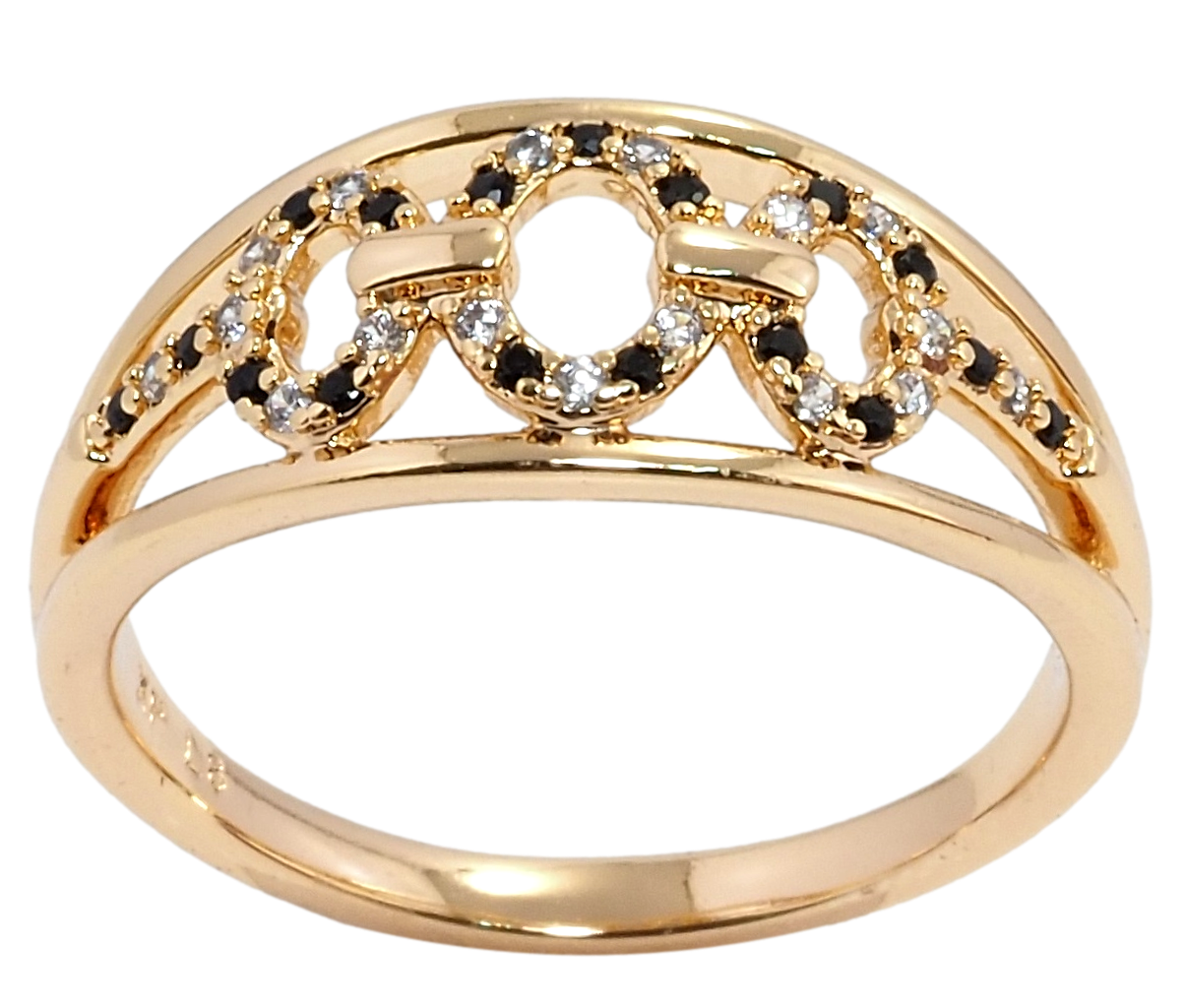 

Кольцо Xuping Позолота 18K "Орнамент с черно-белым цирконием" р.18,18.5,19.5