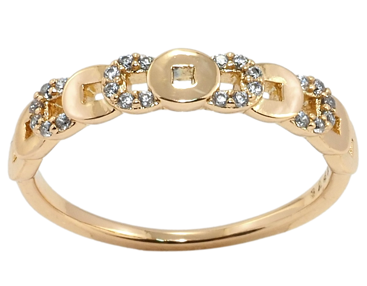 

Кольцо Xuping Позолота 18K "Дорожка колечек с цирконием" р.16,16.5,17,17.5,18
