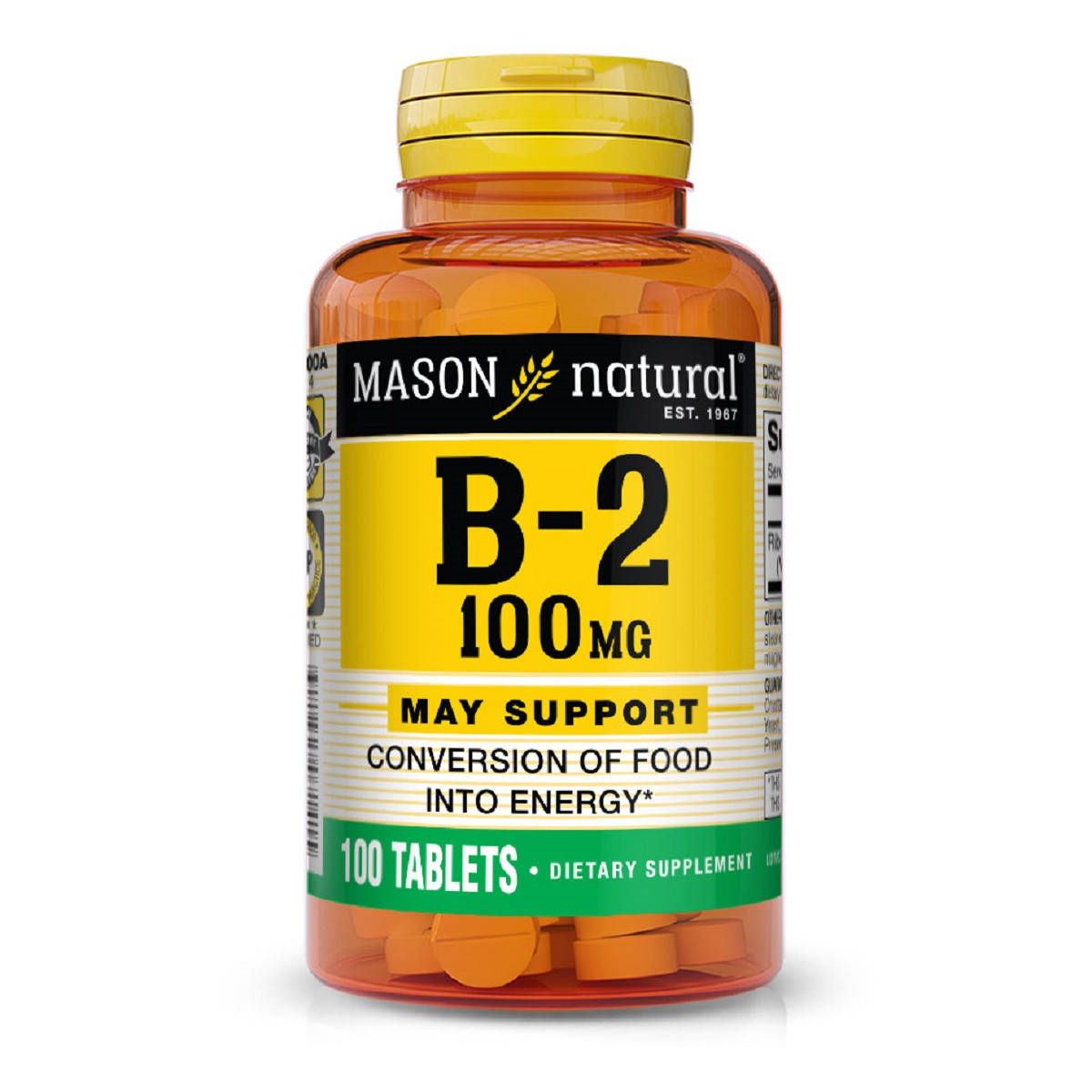 

Витамин B2 100 мг, Vitamin B2, Mason Natural, 100 таблеток