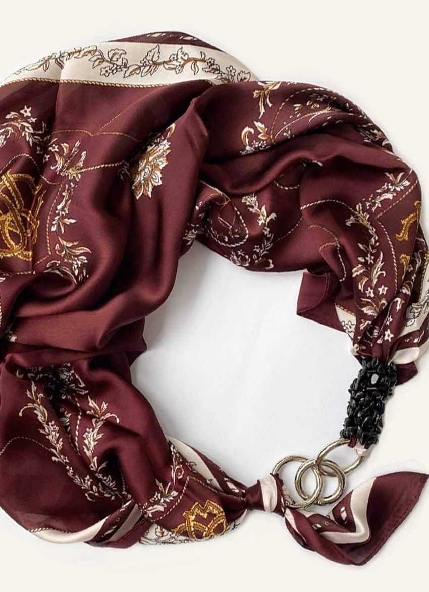 

Шелковый платок my scarf "Королевская марсала", шейный платок, подарок женщине, Бордовый