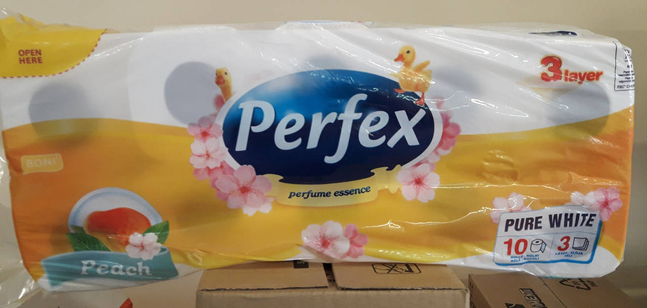 

Туалетний папір Perfex perfume essence peach персик, Белый