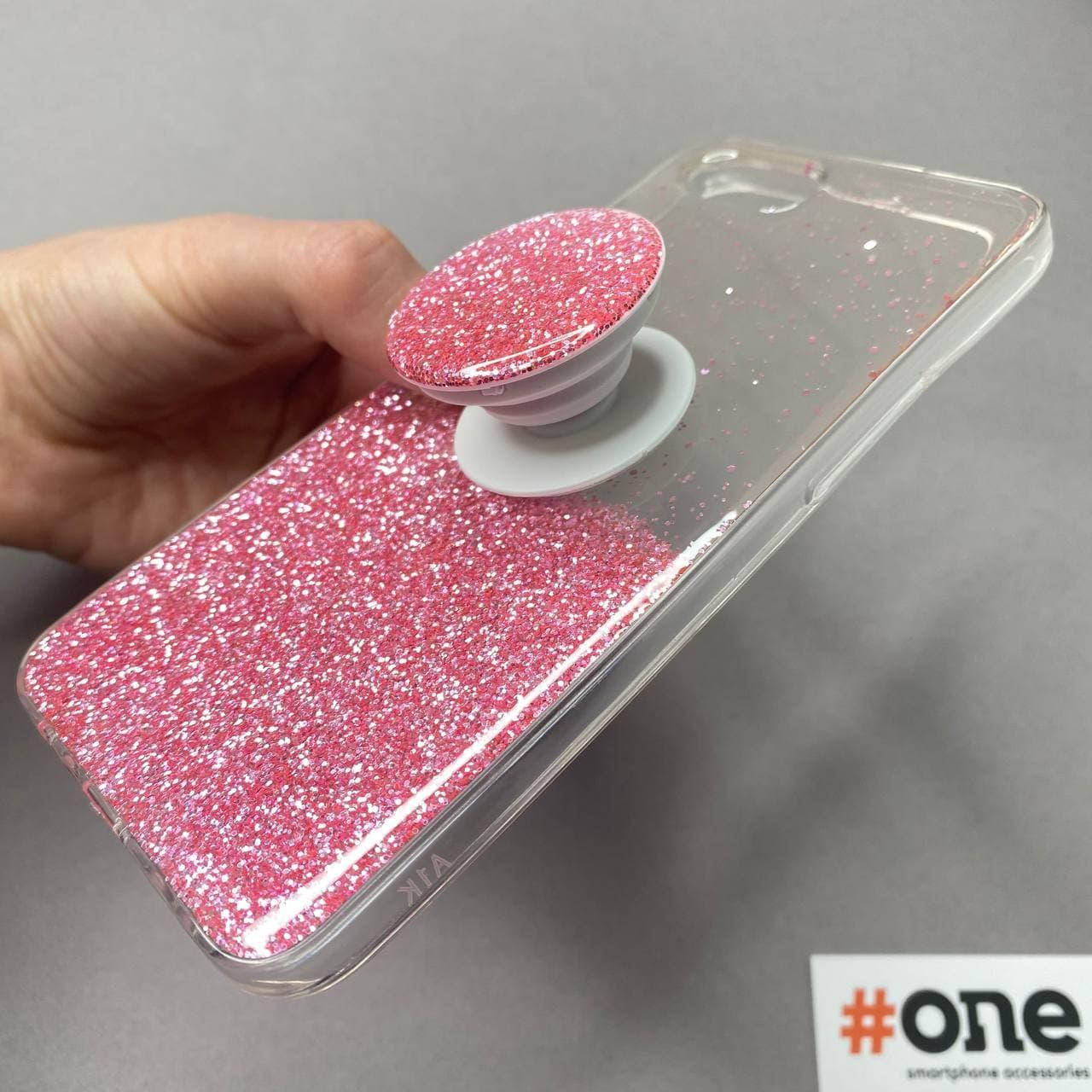 

Чехол для Realme C2 блестящий с попсокетом с держателем чехол на телефон реплми ц2 розовый PPS