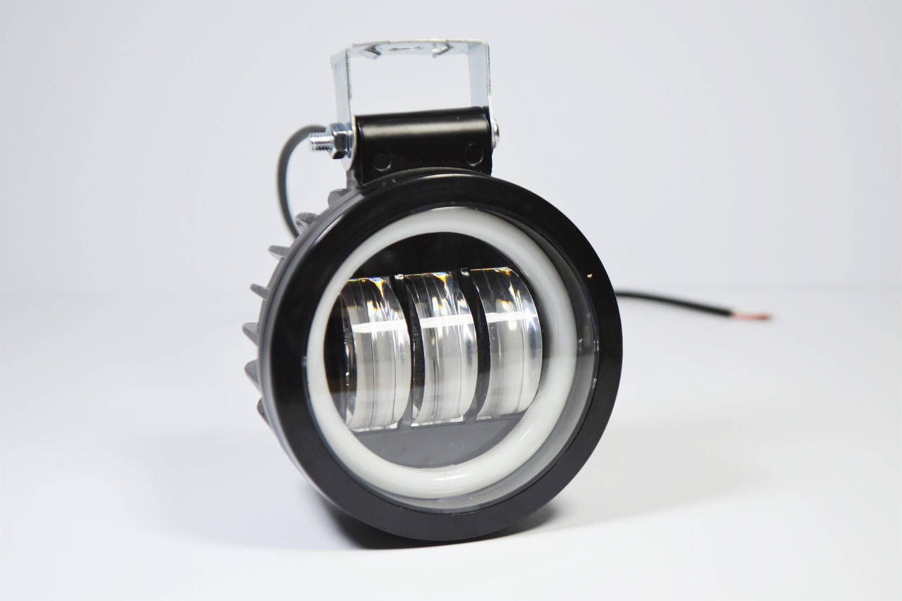 

LED фара 30Вт ПЕРЕВЕРНУТАЯ круглая с ДХО Четкой световой теневой границей+ Стробоскоп, Черный