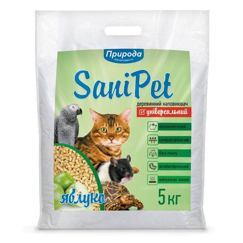 

Древесный наполнитель для животных и птиц Sani Pet универсальный яблуко 5кг.