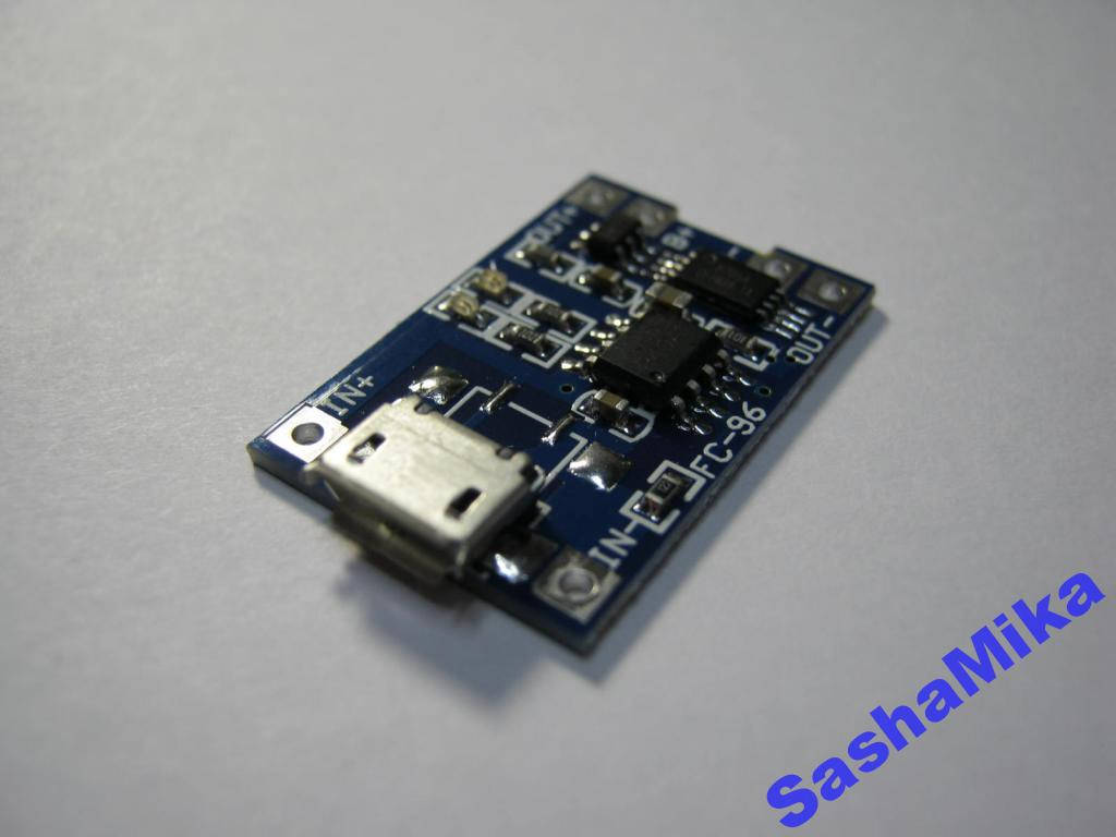 

Контроллер заряда Li-ion 18650 TP4056 Micro USB с защитой