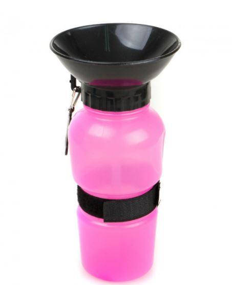 

Дорожная поилка с тарелкой для собак Pet Bottle с тарелкой розовая 500 мл., Розовый