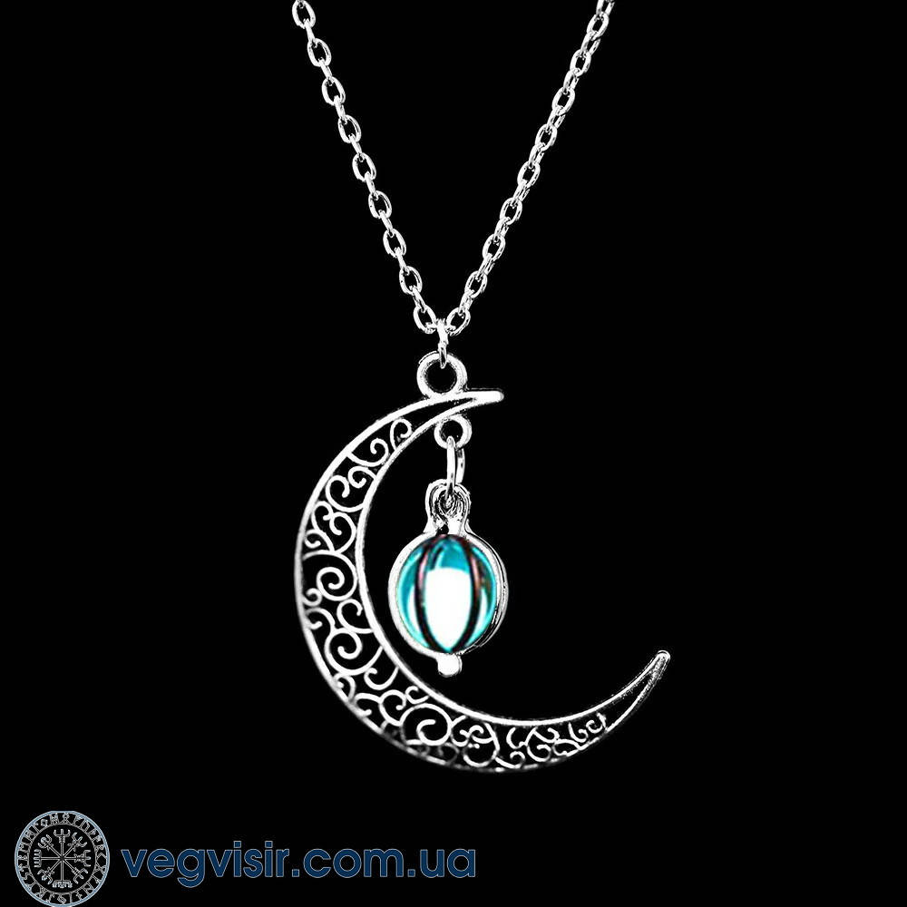 

Подвеска луна месяц со светящимся камнем кулон талисман