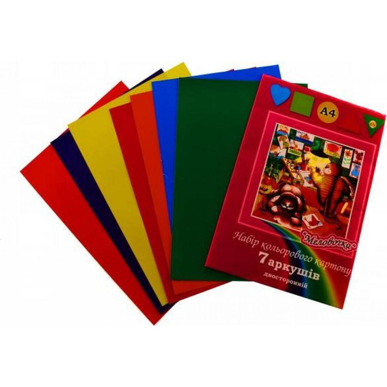 

Картон цветной двусторонний А4 7 цветов Тетрада