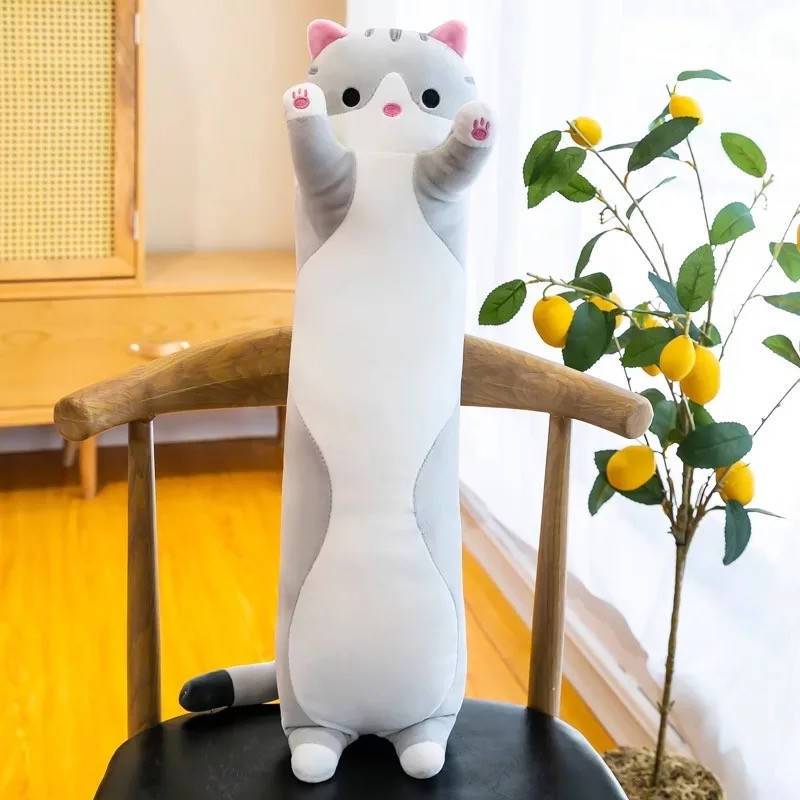 

Мягкая Игрушка Кот Длинний 90см Подушка Обнимашка Серая, Серый