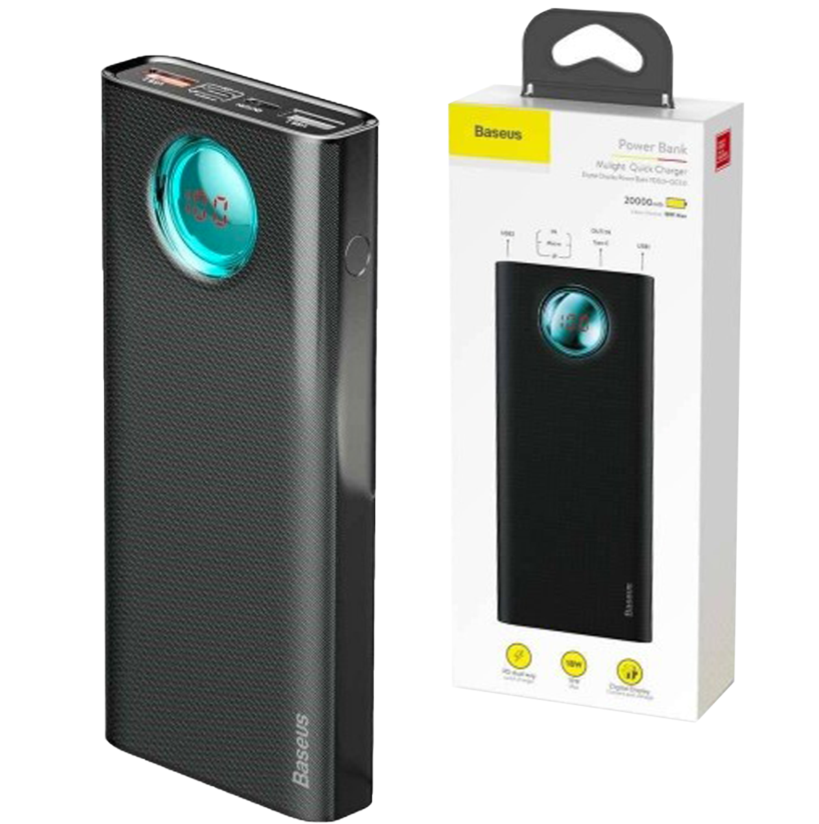 

Повербанк с быстрой зарядкой 20000 mAh Baseus Amblight Digital Display PD3.0+QC3.0 18W (PPALL-LG01)
