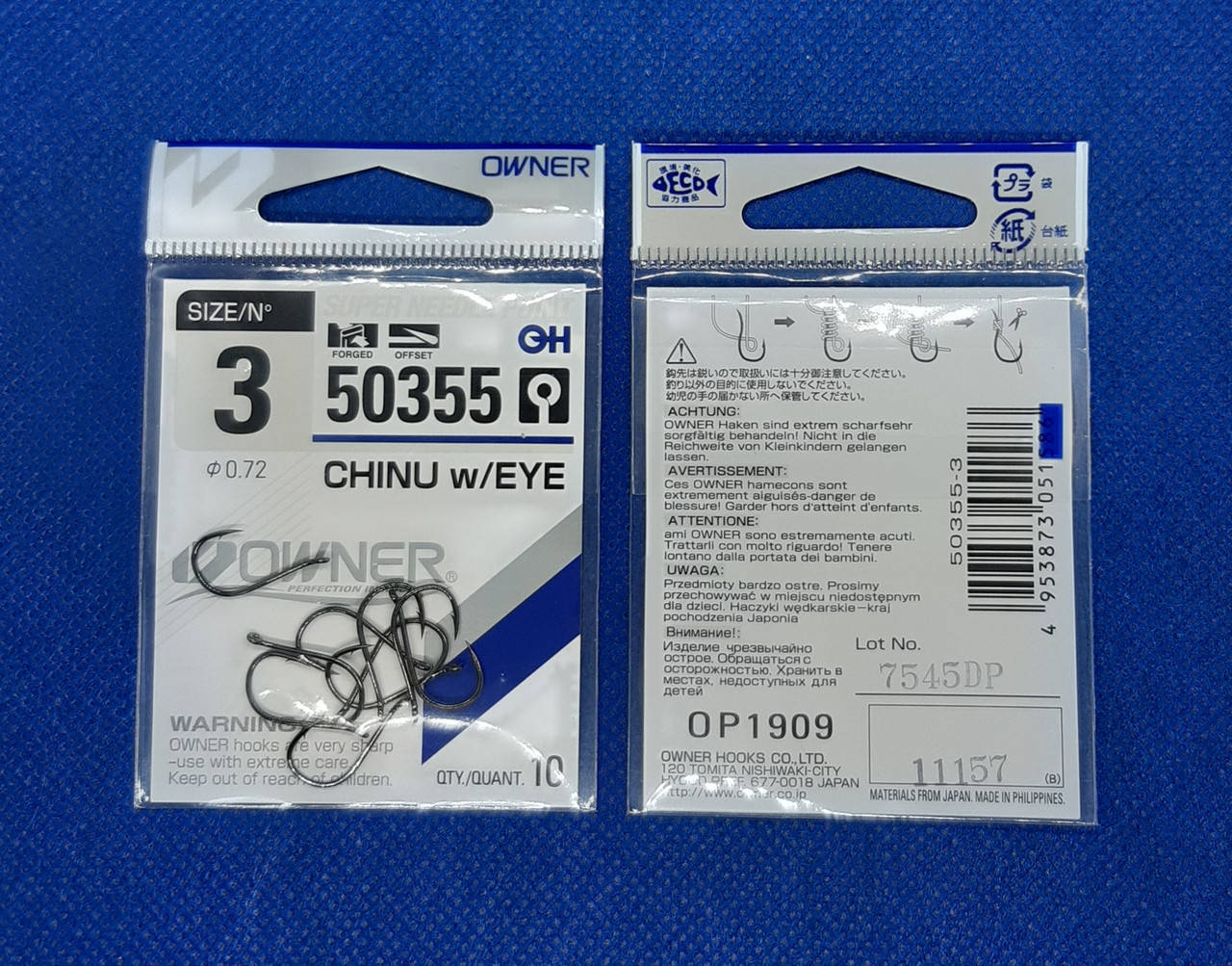 

Гачок риболовний N 3 Owner CHINU w/EYE 50355