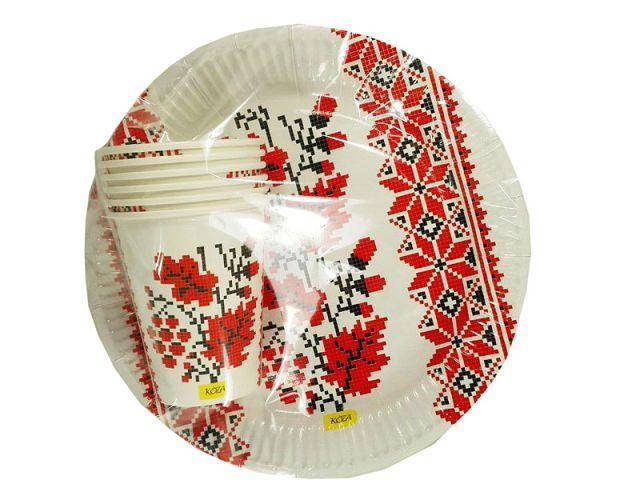 

Одноразовый набор бумажной посуды №4/23 "Вышиванка" (1 пачка)