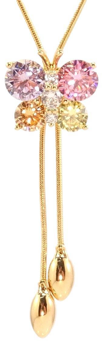 

Бегунок на цепочке Xuping Позолота 18K "Бабочка из цветных кристаллов" длина 53,5-56,5см х 1мм