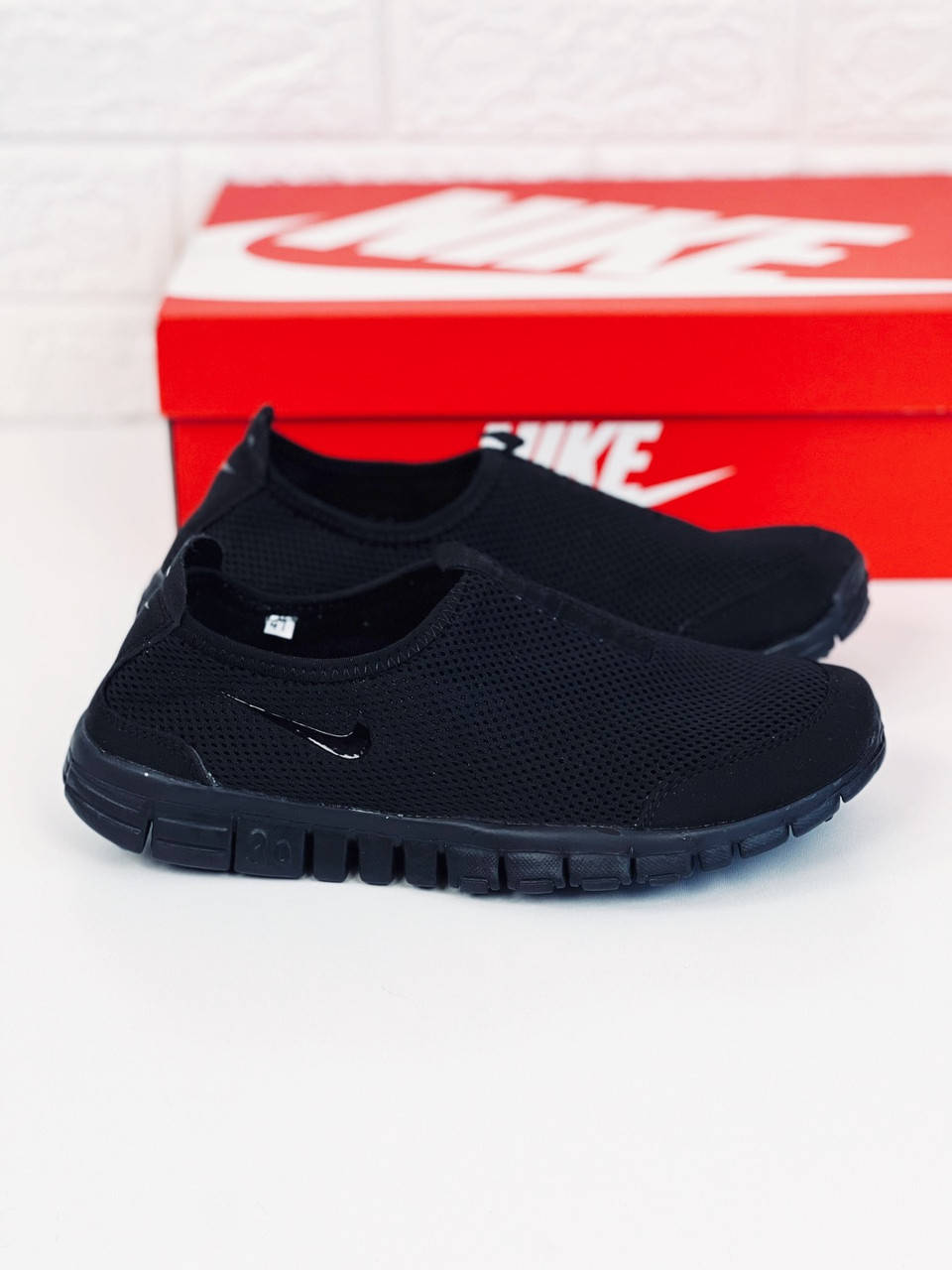 

Кроссовки слипоны мужские летние сетка Nike free run 3.0 черные Найк фри ран 43, Черный
