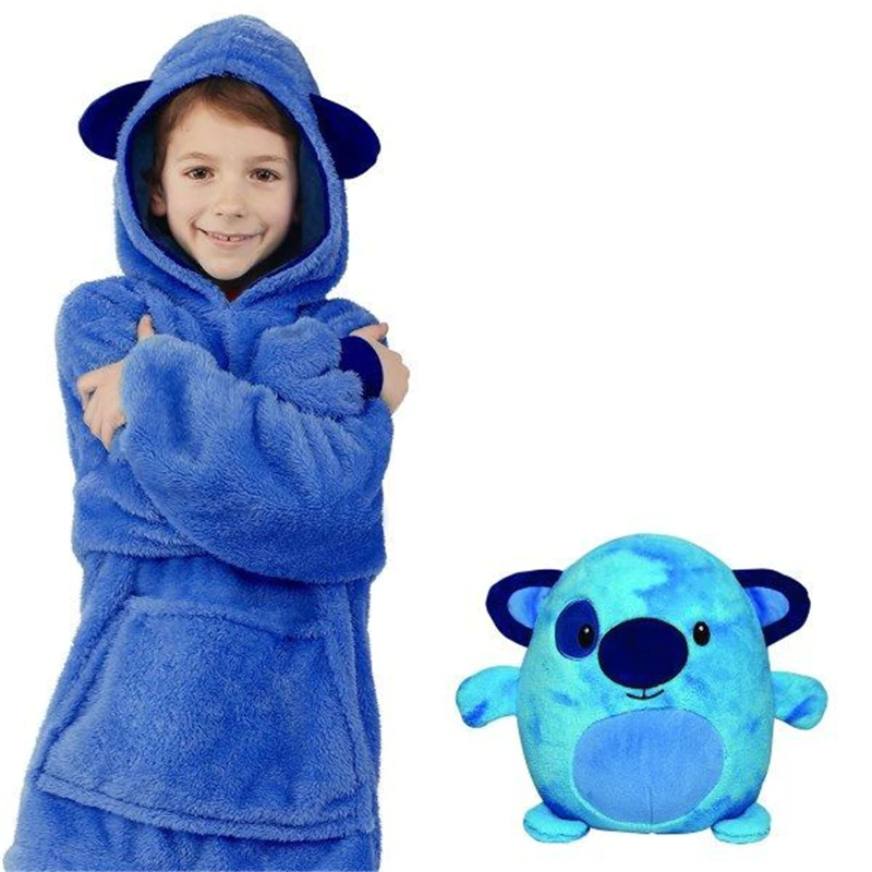 

Детский плед с капюшоном и рукавами / толстовка Huggle Pets Hoodie Синий