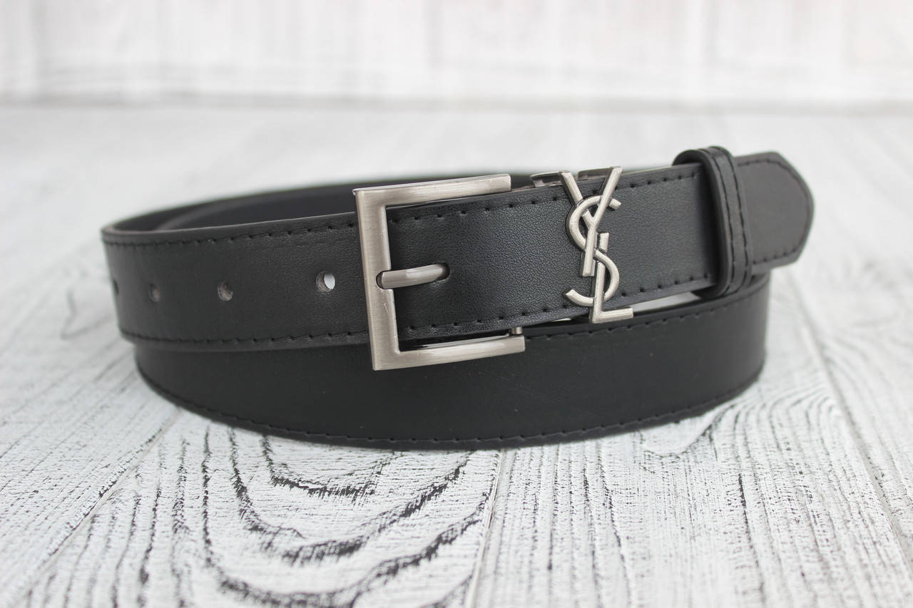 

Женский ремень YSL серебро мат, Черный