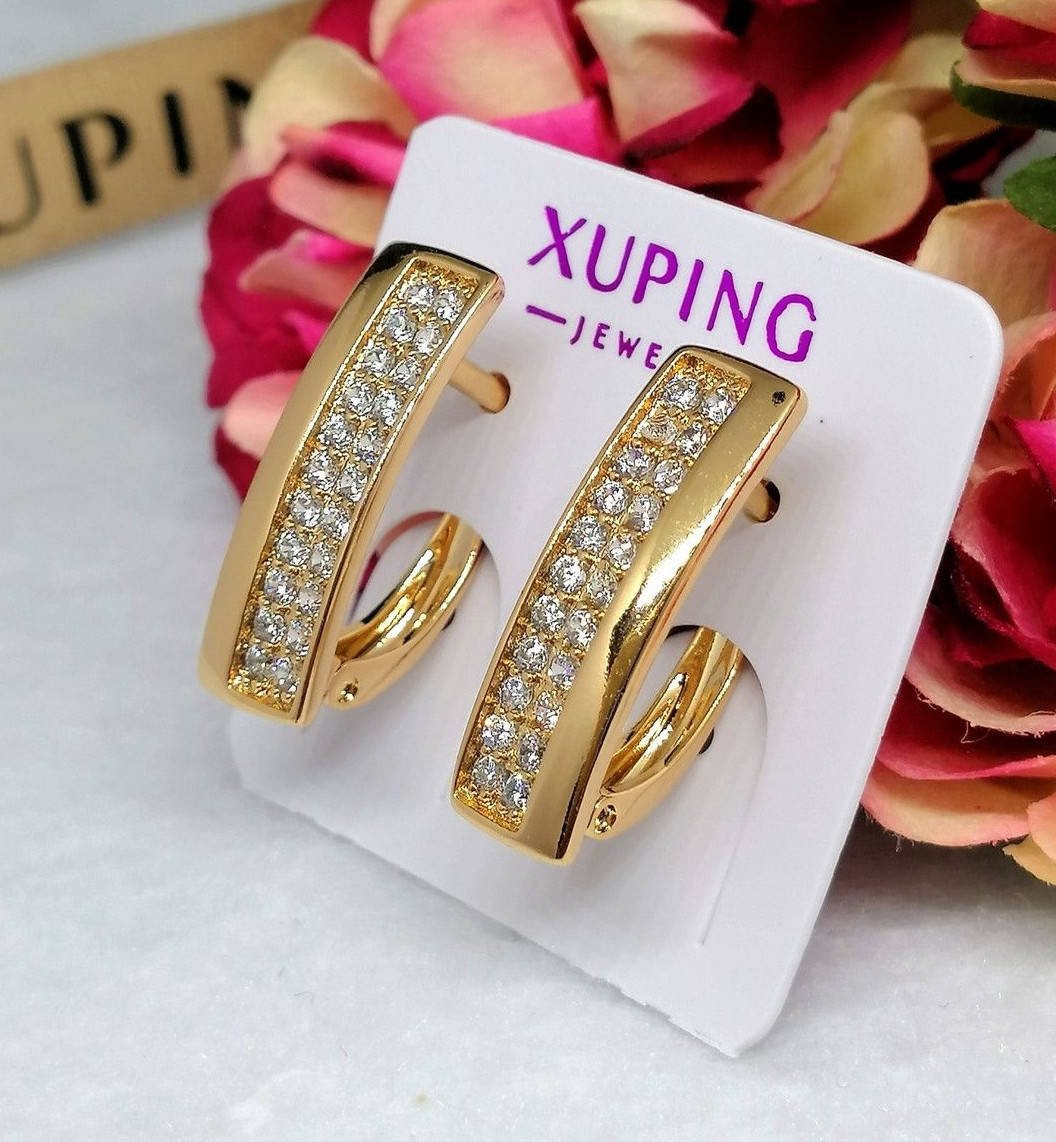 

Стильные женские серьги, медицинское золото Xuping. Сережки позолота 18К