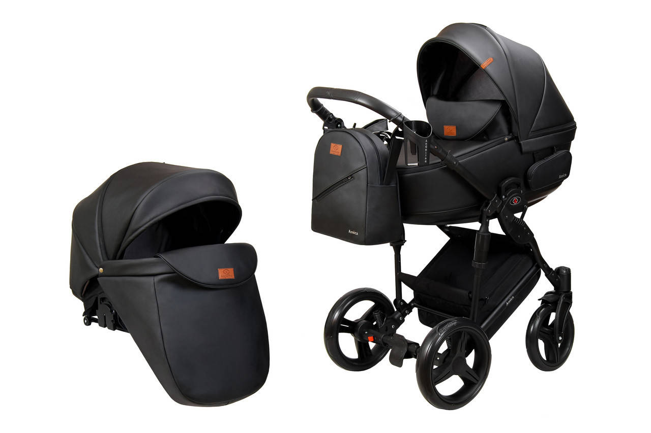 

Детская коляска 2 в 1 Angelina Amica Bliss черный 17 (эко-кожа)