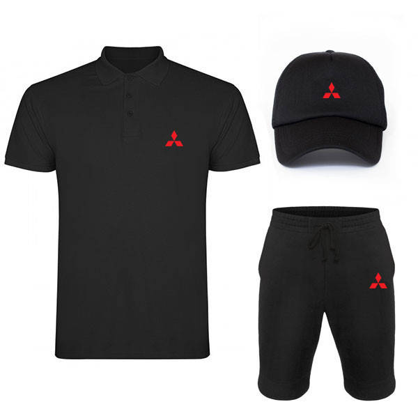 

Мужской летний костюм (поло/шорты/кепка) Митсубиси, костюм Mitsubishi, хлопок, ТОП качества. S