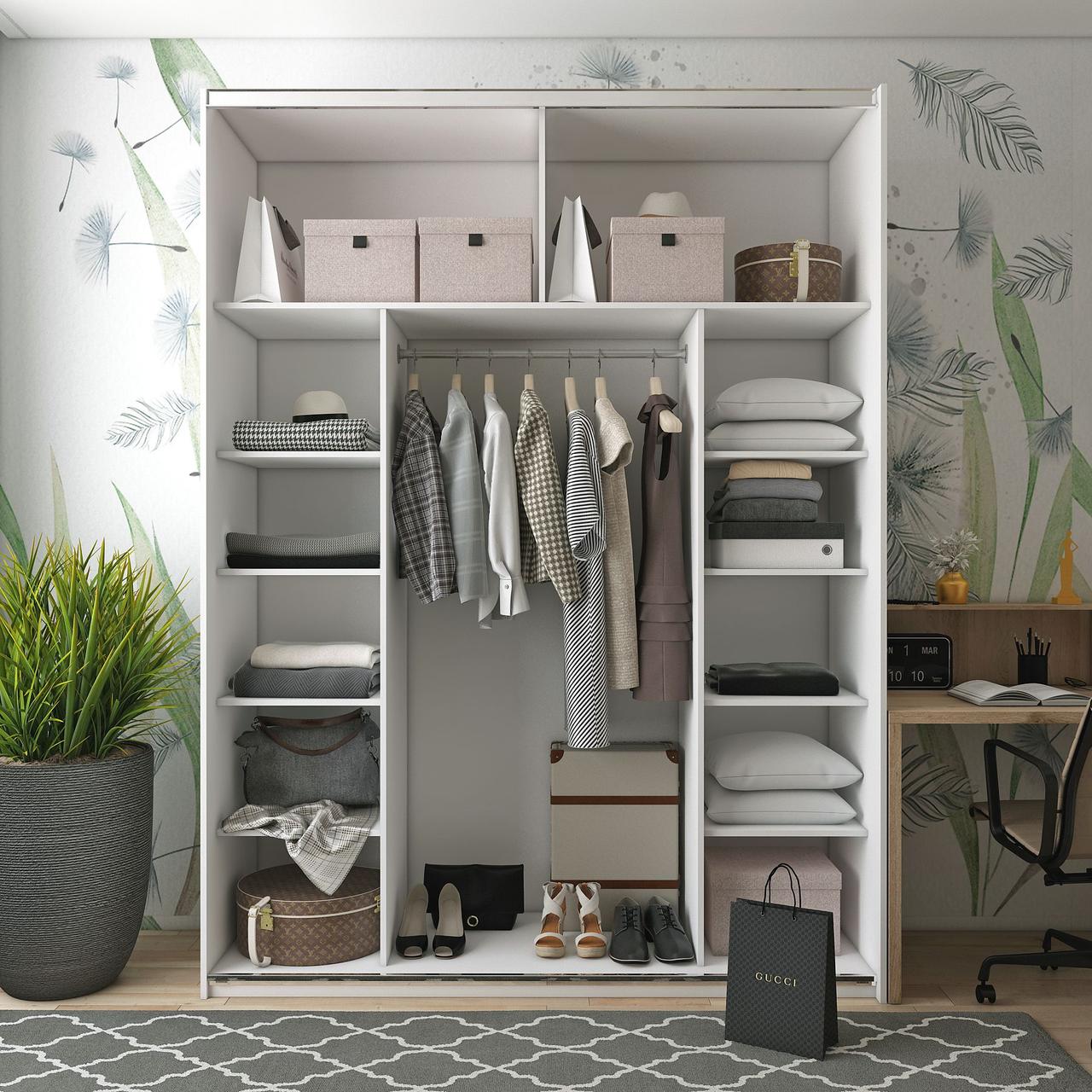 Шафа купе Doros G-Caiser Білий Графіт/Білий 1 ДСП / 1 скло / 3 частини 180х60х240 (42005094) 5