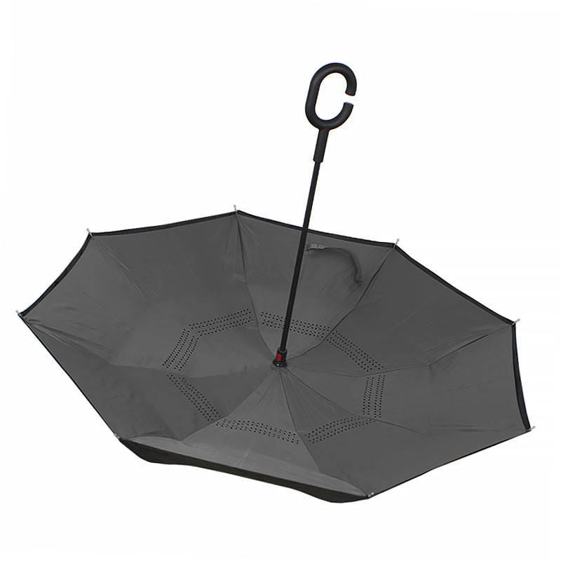 

Go Женский зонт наоборот Up-Brella Серый ветрозащитный с двойным куполом от дождя ветра