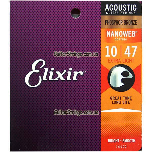 

Струны Elixir 16002 Nanoweb Phosphor Bronze 10-47