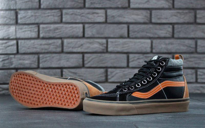 

Кеды мужские Vans Sk8 Hi Black/Brown "Черно-коричневые" р.40-45, Черный