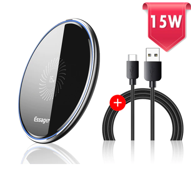 

Беспроводное зарядное устройство Essager ES-T04 15W Quick Charge 3.0 для телефона + кабель, Черный