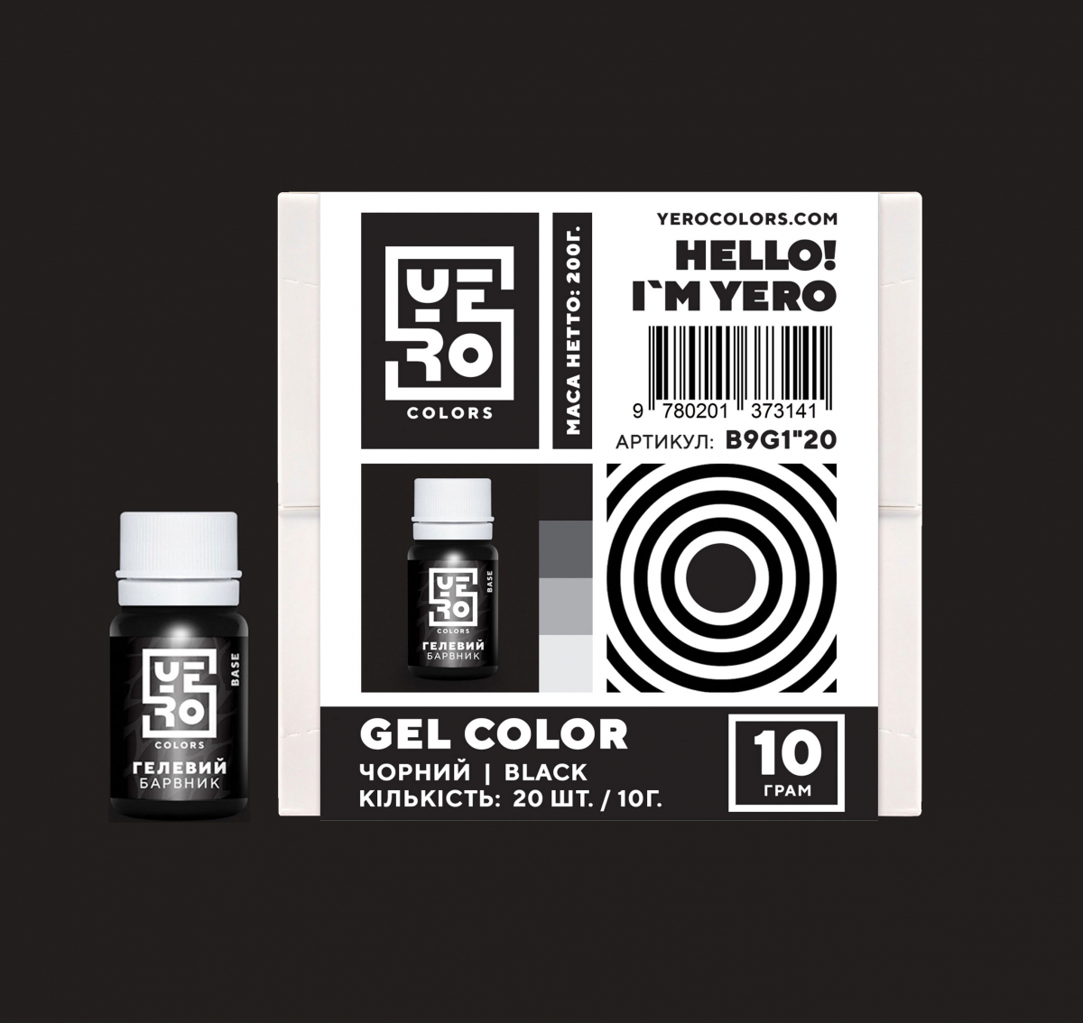 

Гелевий барвники YERO Colors Чорний 10 грам.