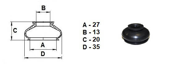 

Пыльник (стойки стабилизатора, рулевого наконечника) (13*27*20)