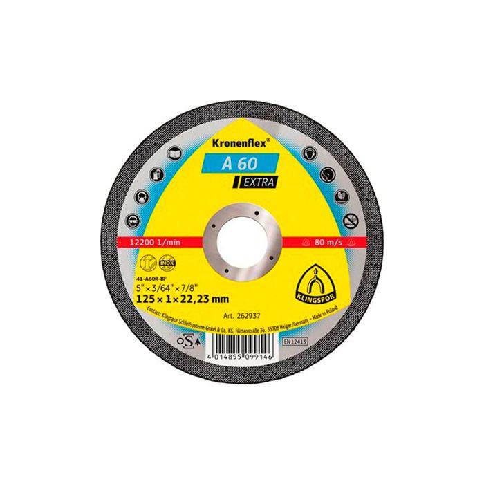 

Отрезной круг Kronenflex Klingspor EXTRA A60EX 125X1X22,23 (262937)