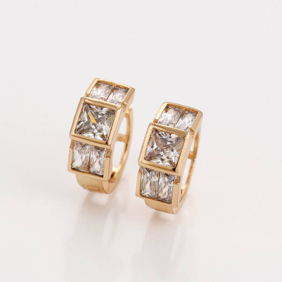 

Серьги с квадратным цирконием, медсплав Xuping, 18К