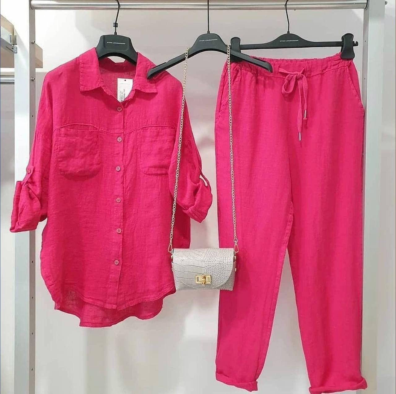 

Женский Летний Костюм 2-ка (брюки+рубашка), Желтый