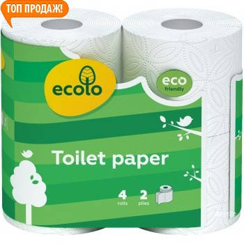 

Туалетний папір Ecolo 4шт 2 шари 150 відривів