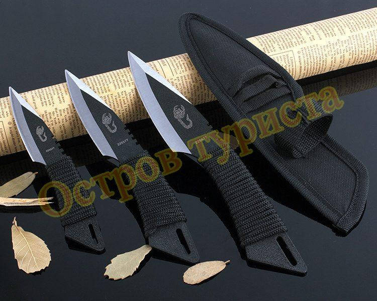 

Ножи тактические метательные Scorpion набор 3 шт с кобурой, Черный