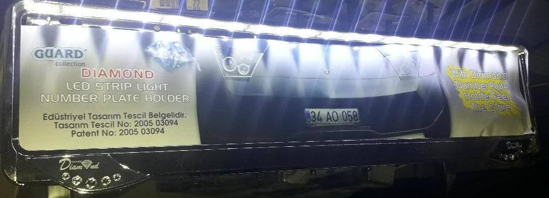 

Рамка под номер с подсветкой Белой, Guard Diamond, Рамка ХРОМ LED, Подсветка номера