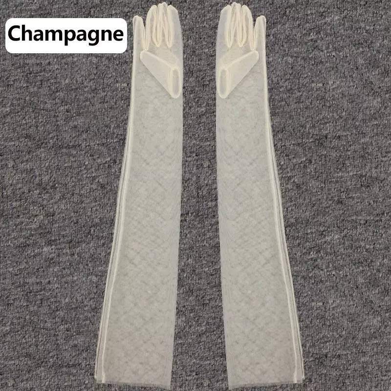 

Фатиновые перчатки белые длинные шампань