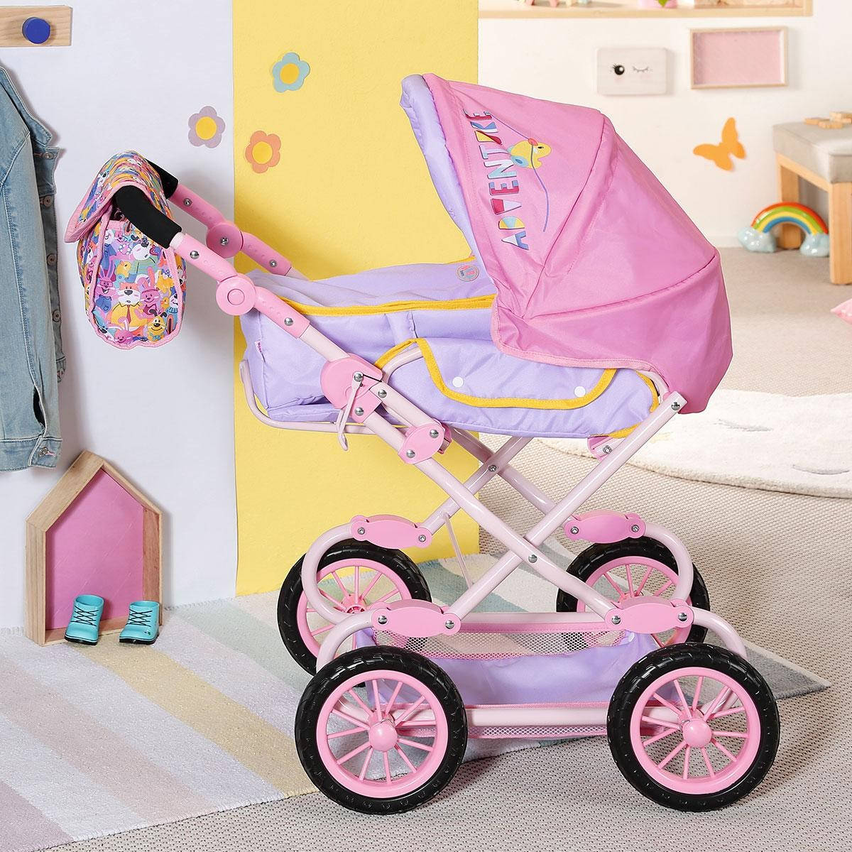 

Коляска для куклы пупса складная с сумкой Baby Born Делюкс Pram Zapf Creation 828649, Розовый