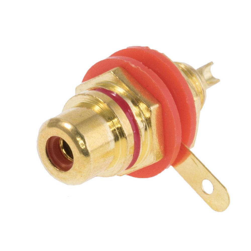 

Гнездо RCA монтажное, корпус металл, gold красное, Красный