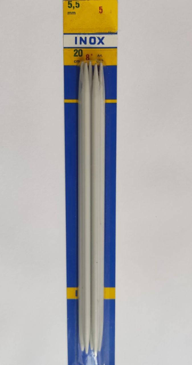 

Спицы чулочные 20 см, разные диаметры 5.5, Светло-серый