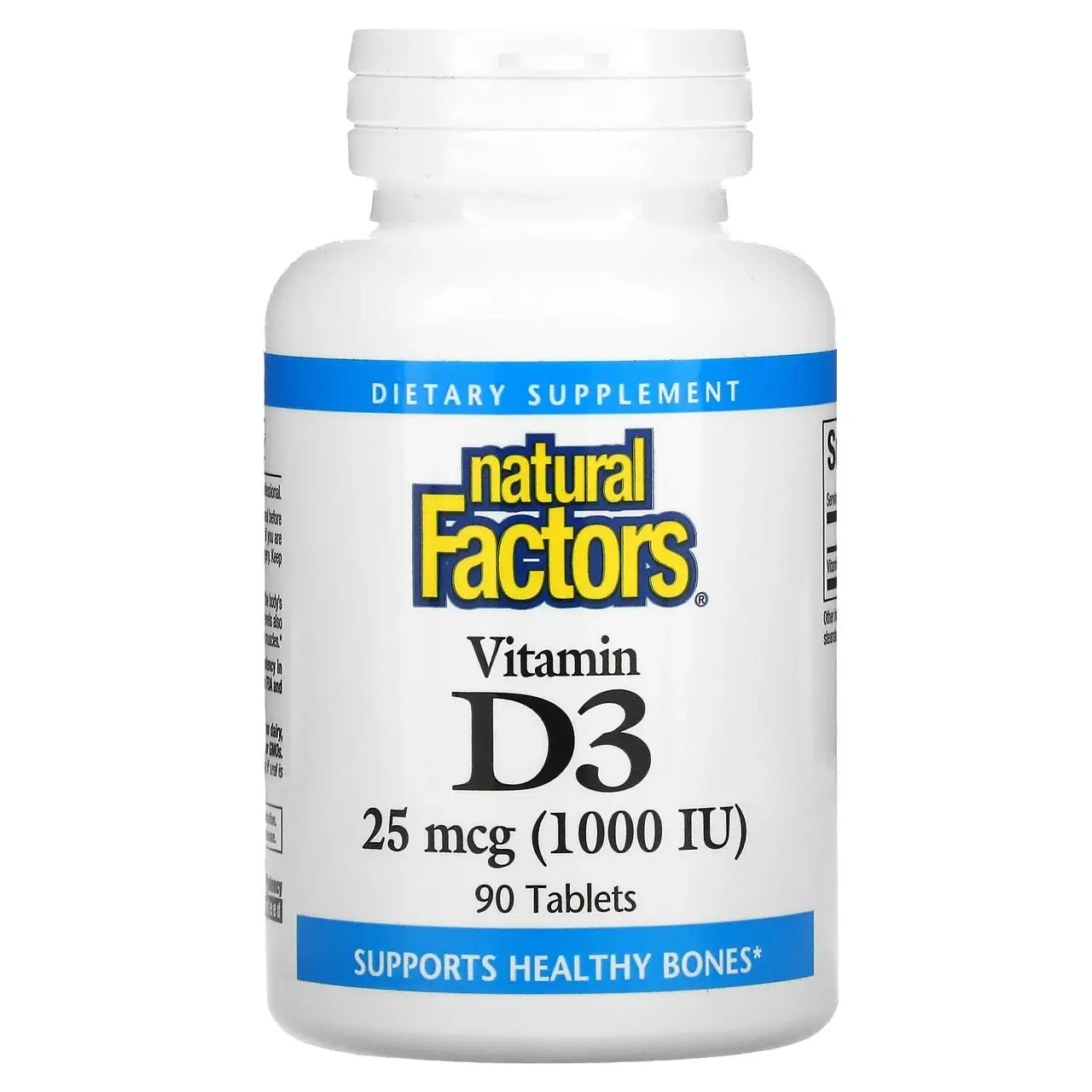 

Natural Factors, витамин D3, 25 мкг (1000 МЕ), 90 таблеток