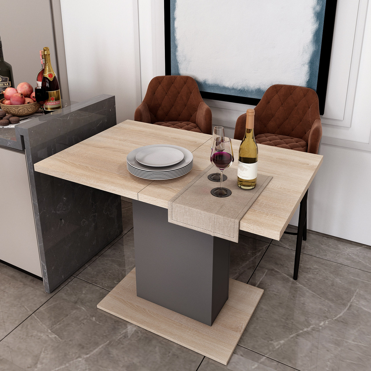 Столовий стіл Doros Бостон Дуб Сонома / Графіт 150х70х79 (81339362) 5