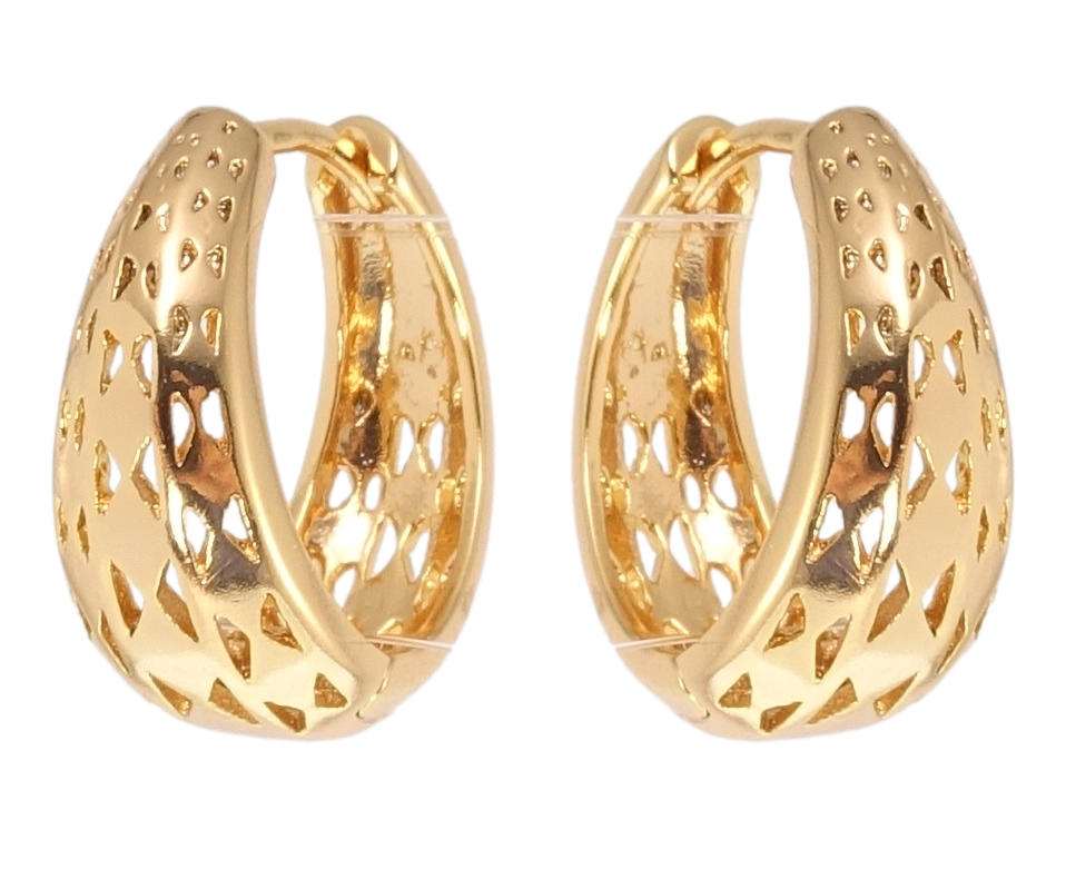

Серьги Xuping Позолота 18K колечки "Резной орнамент"