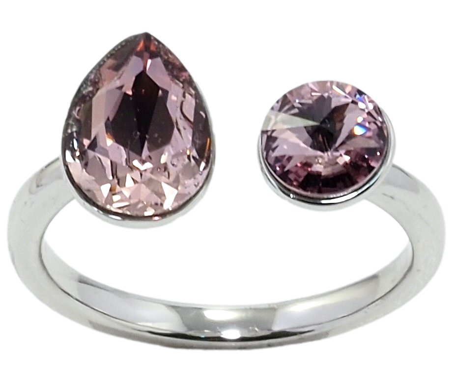 

Кольцо Xuping Родий с кр-ми Swarovski "Два кристалла Amethyst" р.18-19