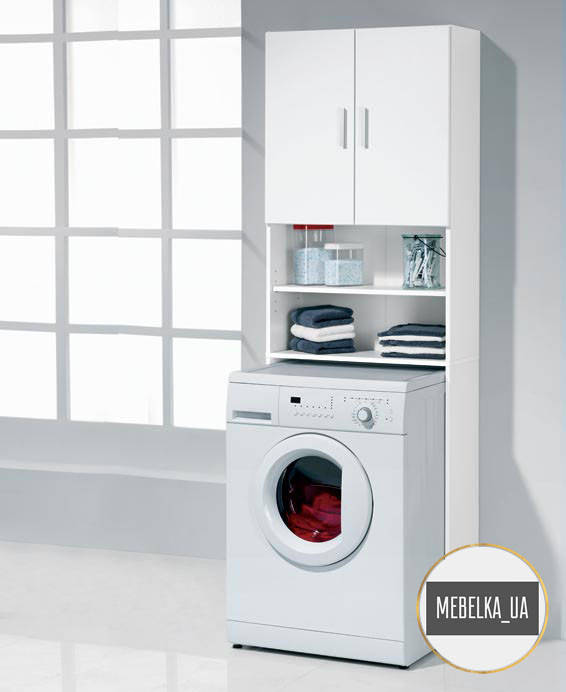 

Тумба под стиральную машину, шкаф в ванну с полками KV0107, Белый