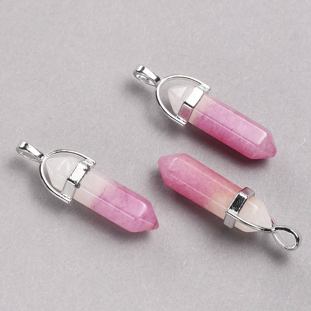 

Кулон Шестигранник Тонированный Кварц розовый 41х8мм+-