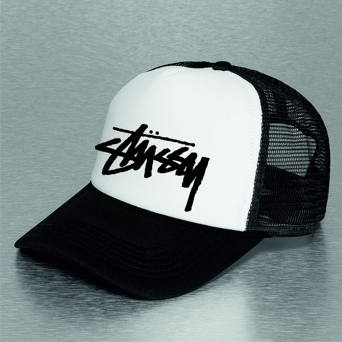 

Кепка тракер Stussy черный с белым